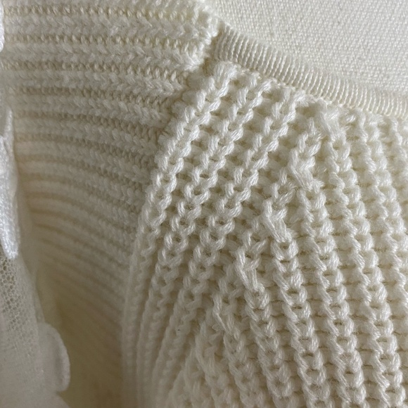 French Connection Cotton Embroidered Flower Puffy Sleeve Sweater. Sz- L - Picture 9 of 16